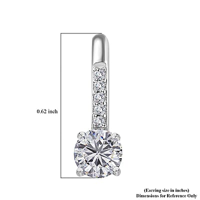 Moissanite Earrings in Platinum Over Sterling Silver 1.00 ctw