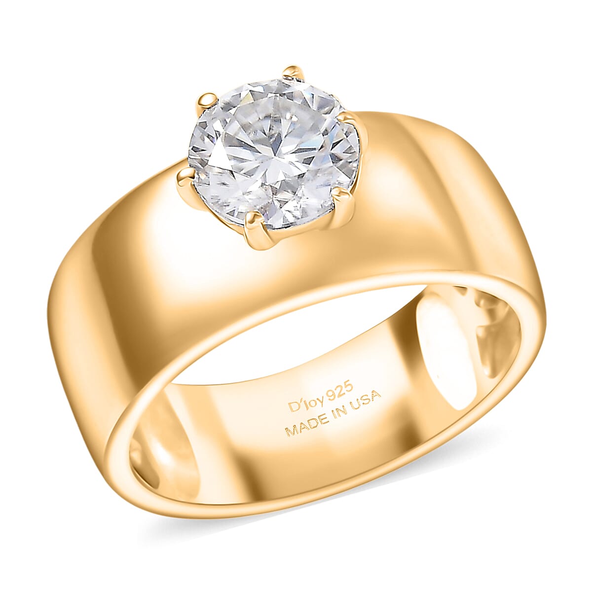  D'Joy Moissanite 1.15 ctw Royal Majesty Ring in 18K Vermeil Yellow Gold Over Sterling Silver (Size 10.0)