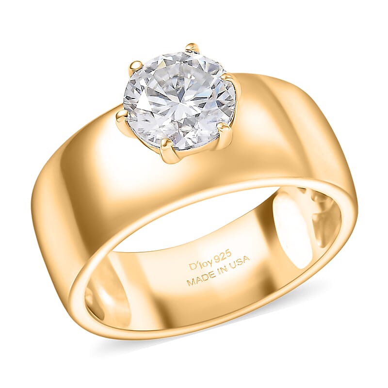  D'Joy Moissanite 1.15 ctw Royal Majesty Ring in 18K Vermeil Yellow Gold Over Sterling Silver (Size 10.0)