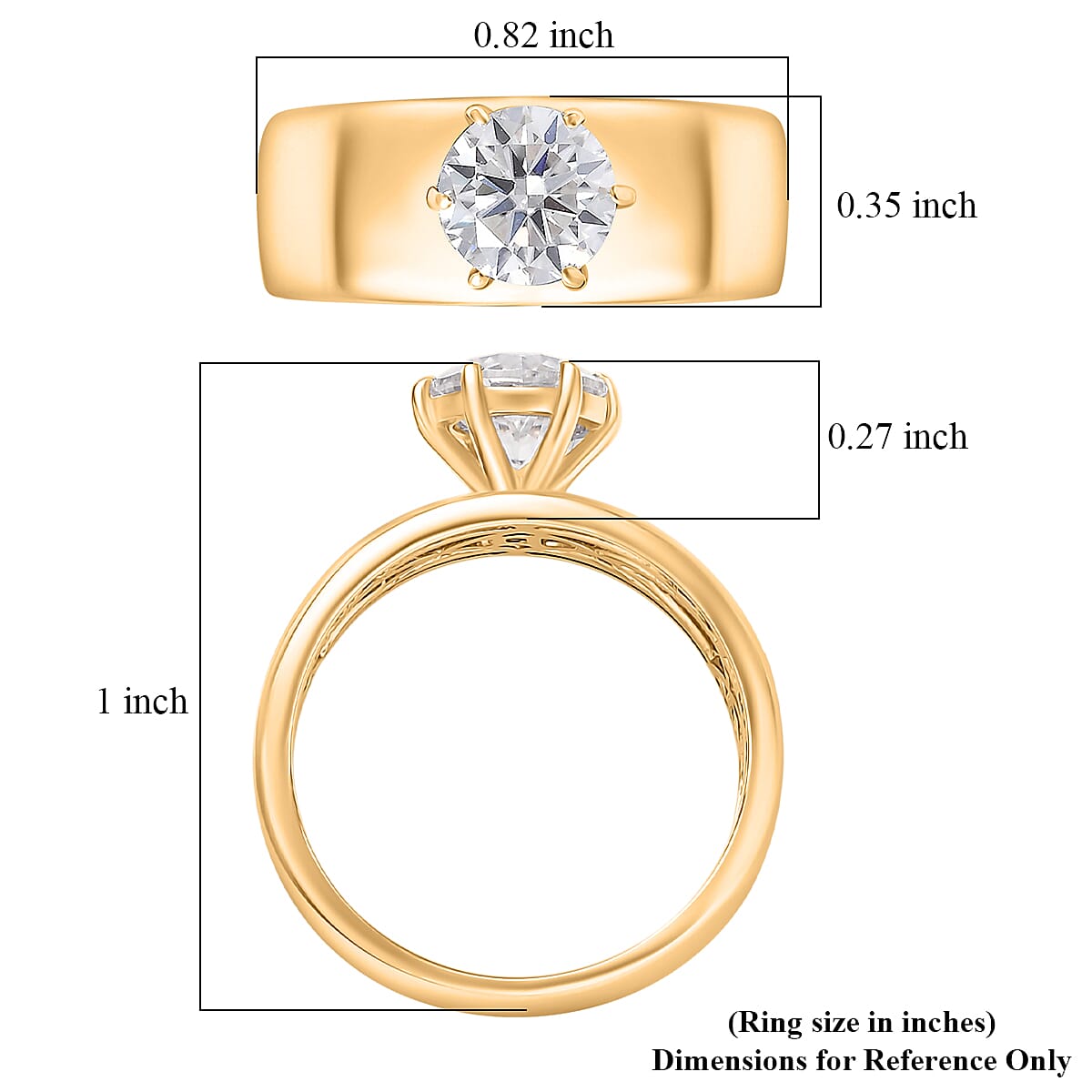  D'Joy Moissanite 1.15 ctw Royal Majesty Ring in 18K Vermeil Yellow Gold Over Sterling Silver (Size 10.0)