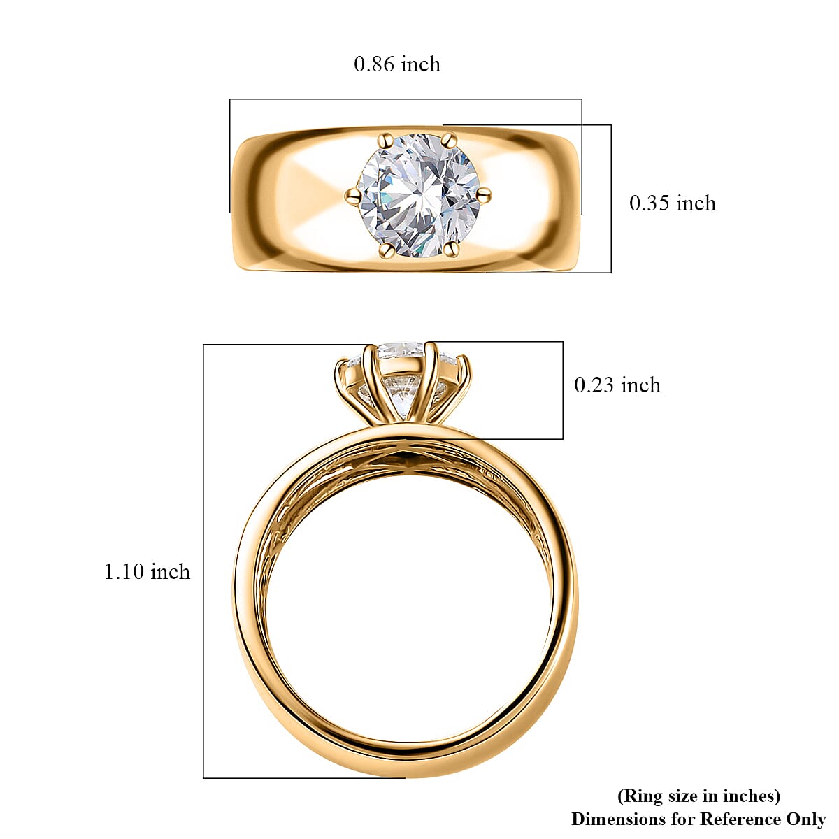 Doorbuster D'Joy Moissanite 1.15 ctw Royal Majesty Ring in 18K Vermeil Yellow Gold Over Sterling Silver (Size 5.0) image number 5