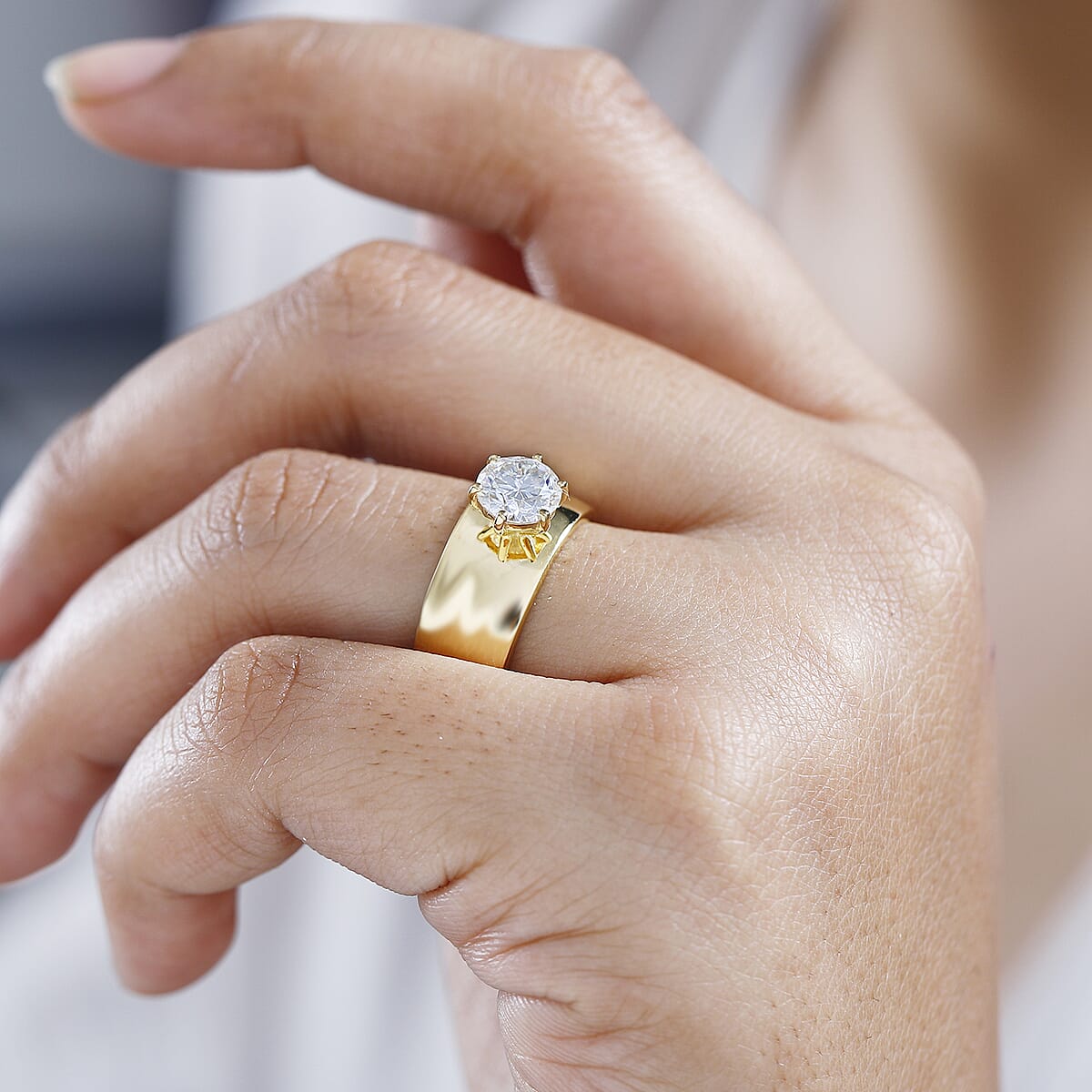 Doorbuster D'Joy Moissanite 1.15 ctw Royal Majesty Ring in 18K Vermeil Yellow Gold Over Sterling Silver (Size 6.0) image number 2