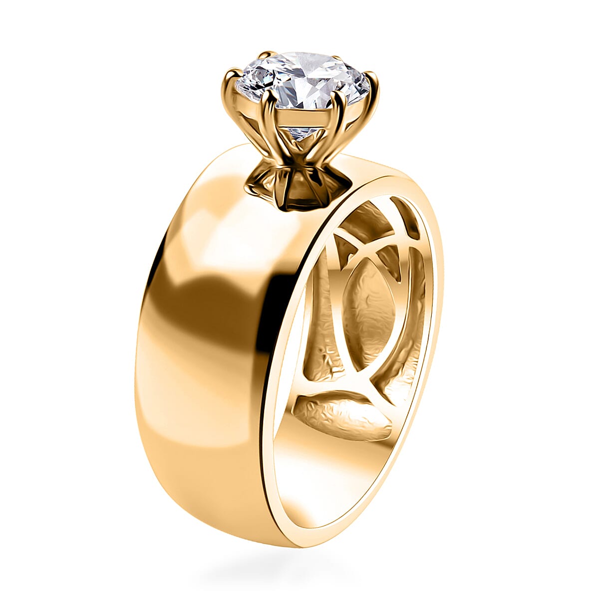 Doorbuster D'Joy Moissanite 1.15 ctw Royal Majesty Ring in 18K Vermeil Yellow Gold Over Sterling Silver (Size 6.0) image number 3