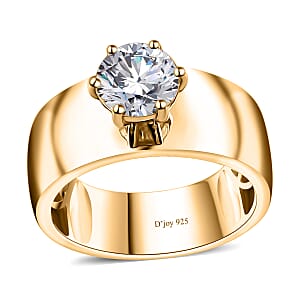 Moissanite Solitaire Ring in Vermeil Yellow Gold Over Sterling Silver (Size 8.0) 1.15 ctw
