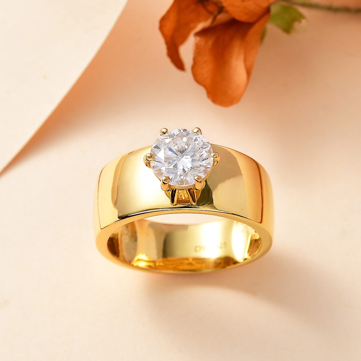 Doorbuster D'Joy Moissanite 1.15 ctw Royal Majesty Ring in 18K Vermeil Yellow Gold Over Sterling Silver (Size 9.0) image number 1