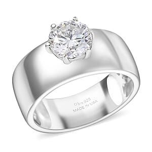  D'Joy Moissanite 1.15 ctw Royal Majesty Ring in Rhodium Over Sterling Silver (Size 10.0)
