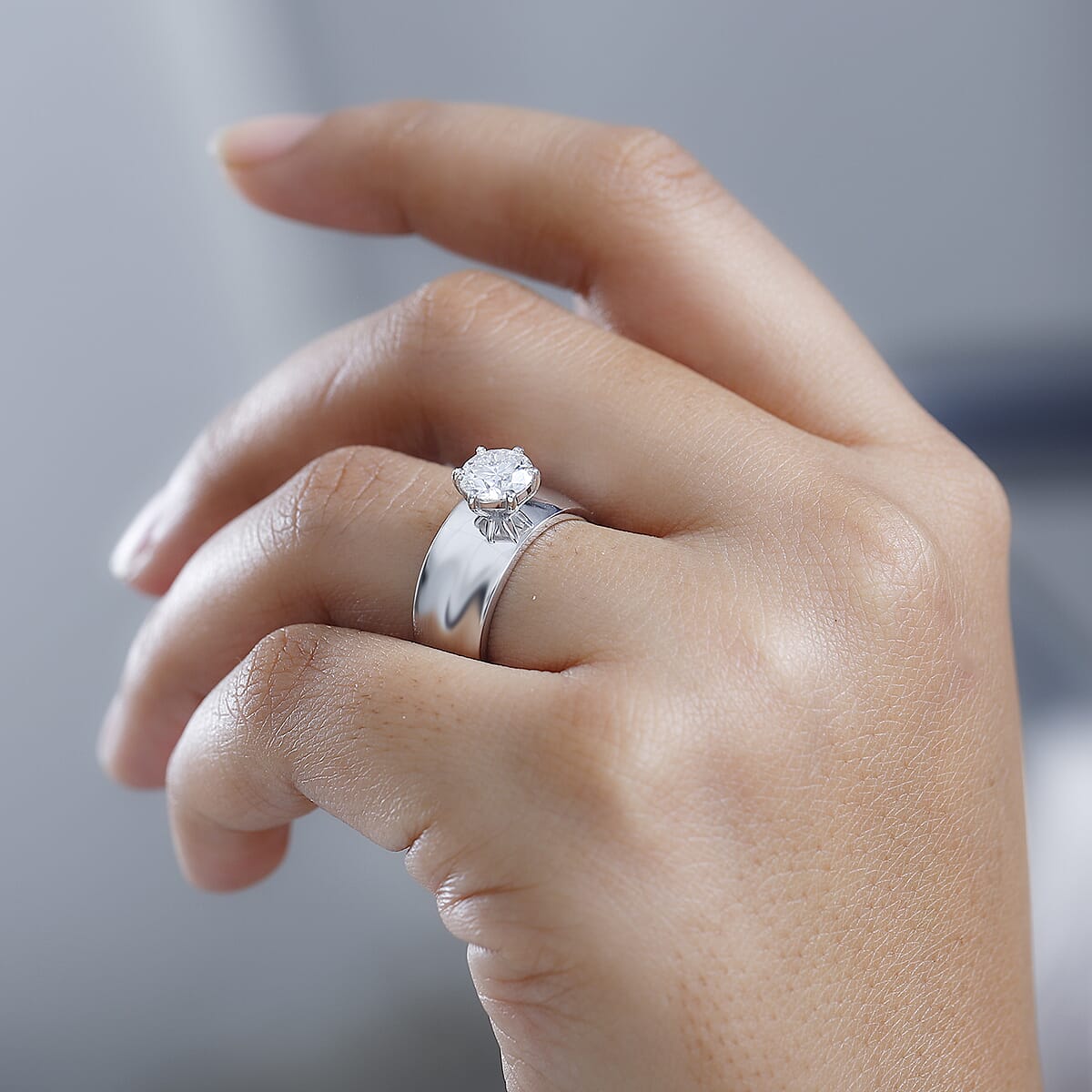 Doorbuster D'Joy Moissanite 1.15 ctw Royal Majesty Ring in Rhodium Over Sterling Silver (Size 7.0) image number 2