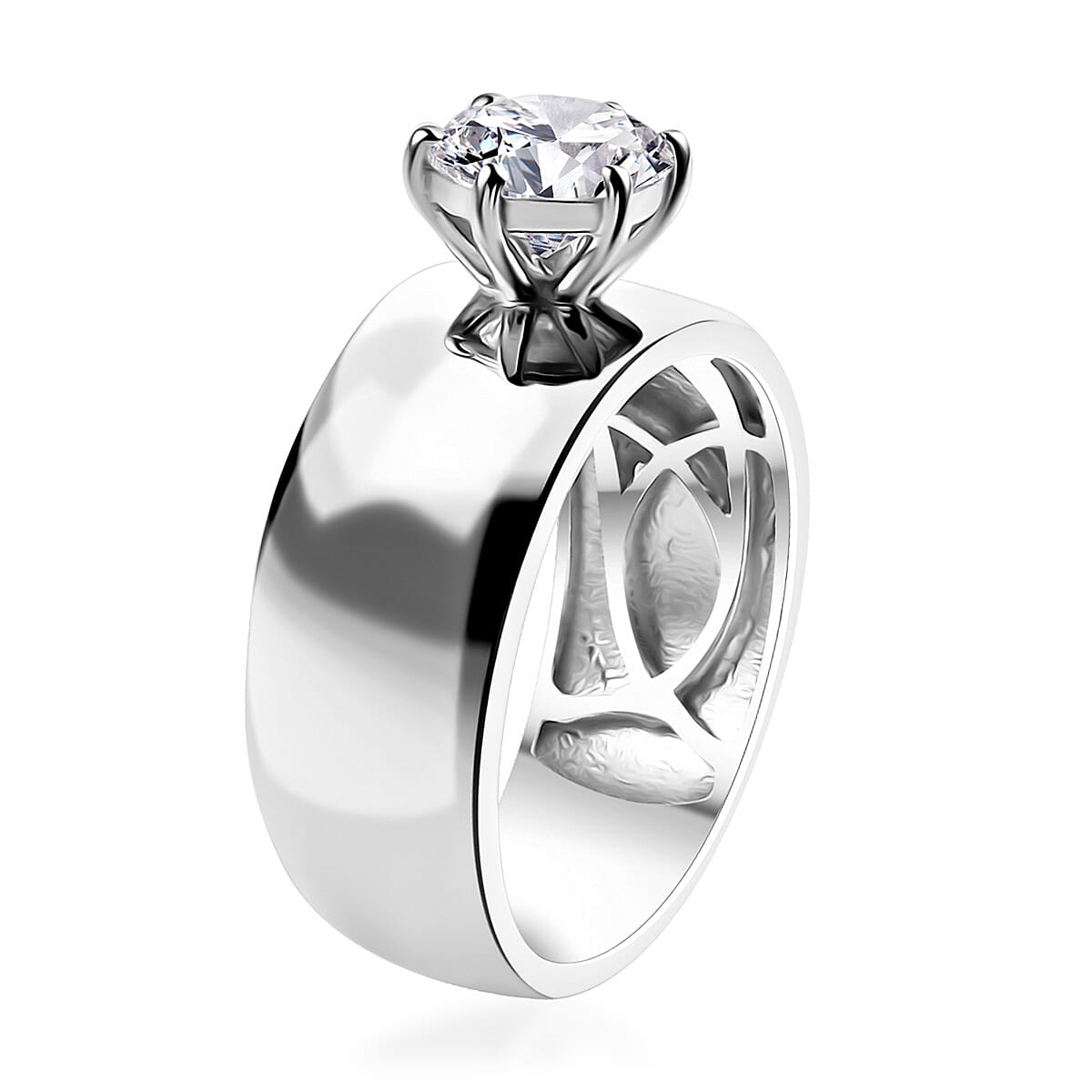 Doorbuster D'Joy Moissanite 1.15 ctw Royal Majesty Ring in Rhodium Over Sterling Silver (Size 7.0) image number 3