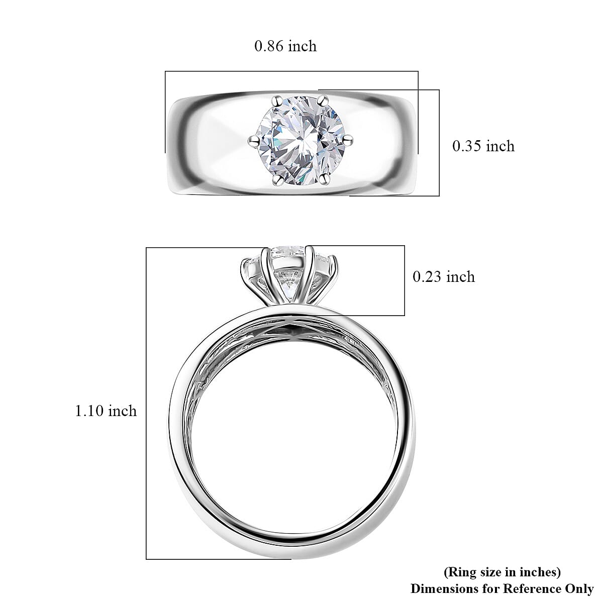 Doorbuster D'Joy Moissanite 1.15 ctw Royal Majesty Ring in Rhodium Over Sterling Silver (Size 7.0) image number 5