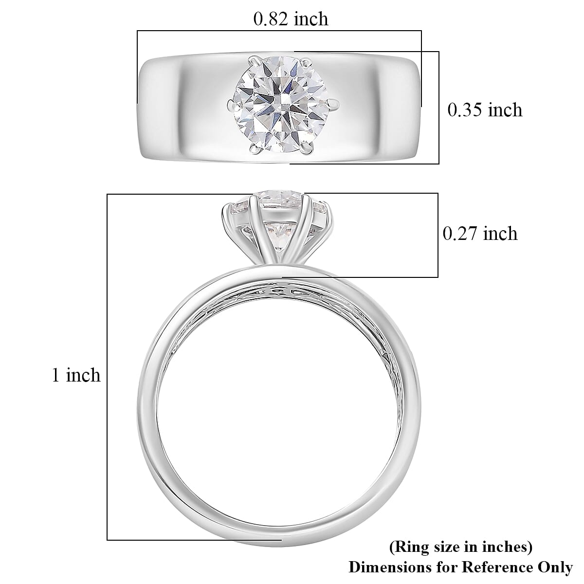 Doorbuster D'Joy Moissanite 1.15 ctw Royal Majesty Ring in Rhodium Over Sterling Silver (Size 9.0) image number 5