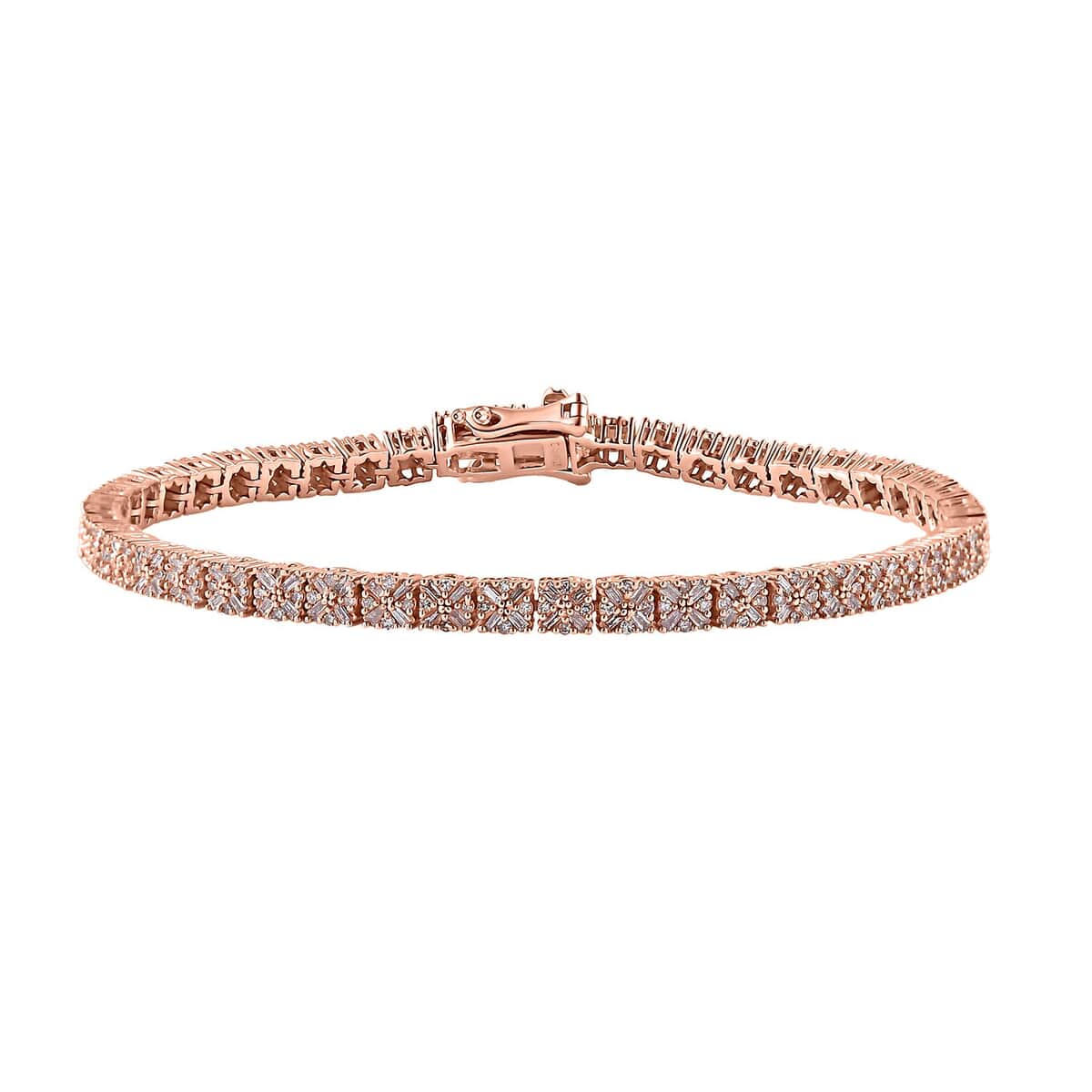 Natural Pink Diamond I3 2.00 ctw Floral Bracelet in Vermeil Rose Gold Over Sterling Silv (7.50 In)  image number 0