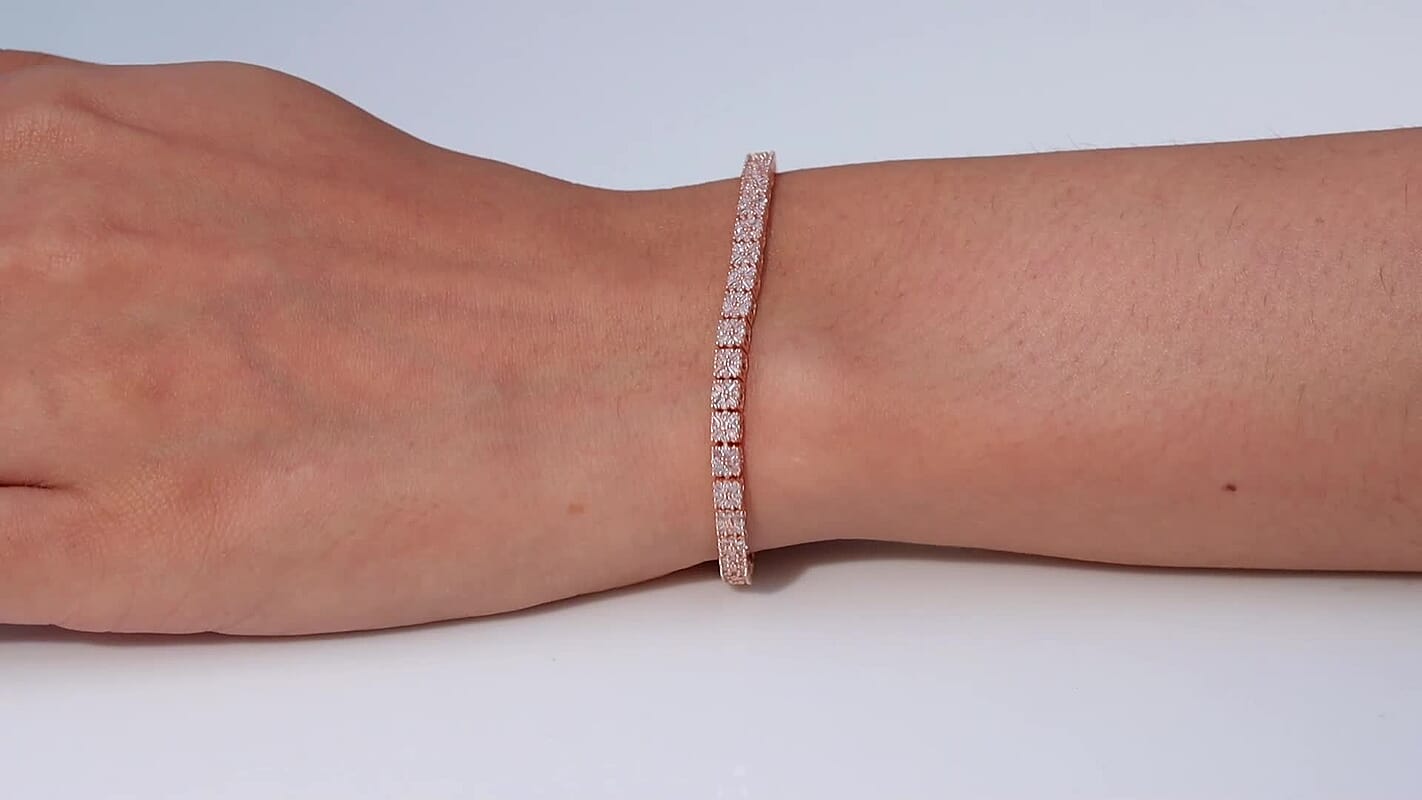 D'Joy Natural Pink Diamond I3 2.00 ctw Floral Bracelet in Vermeil Rose Gold Over Sterling Silv (7.50 In)