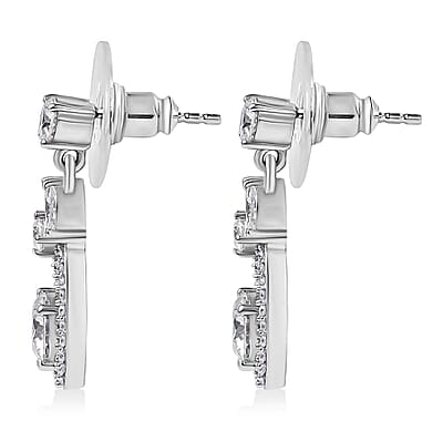 D'Joy Moissanite Dangling Earrings in Platinum Over Sterling Silver 2.90 ctw
