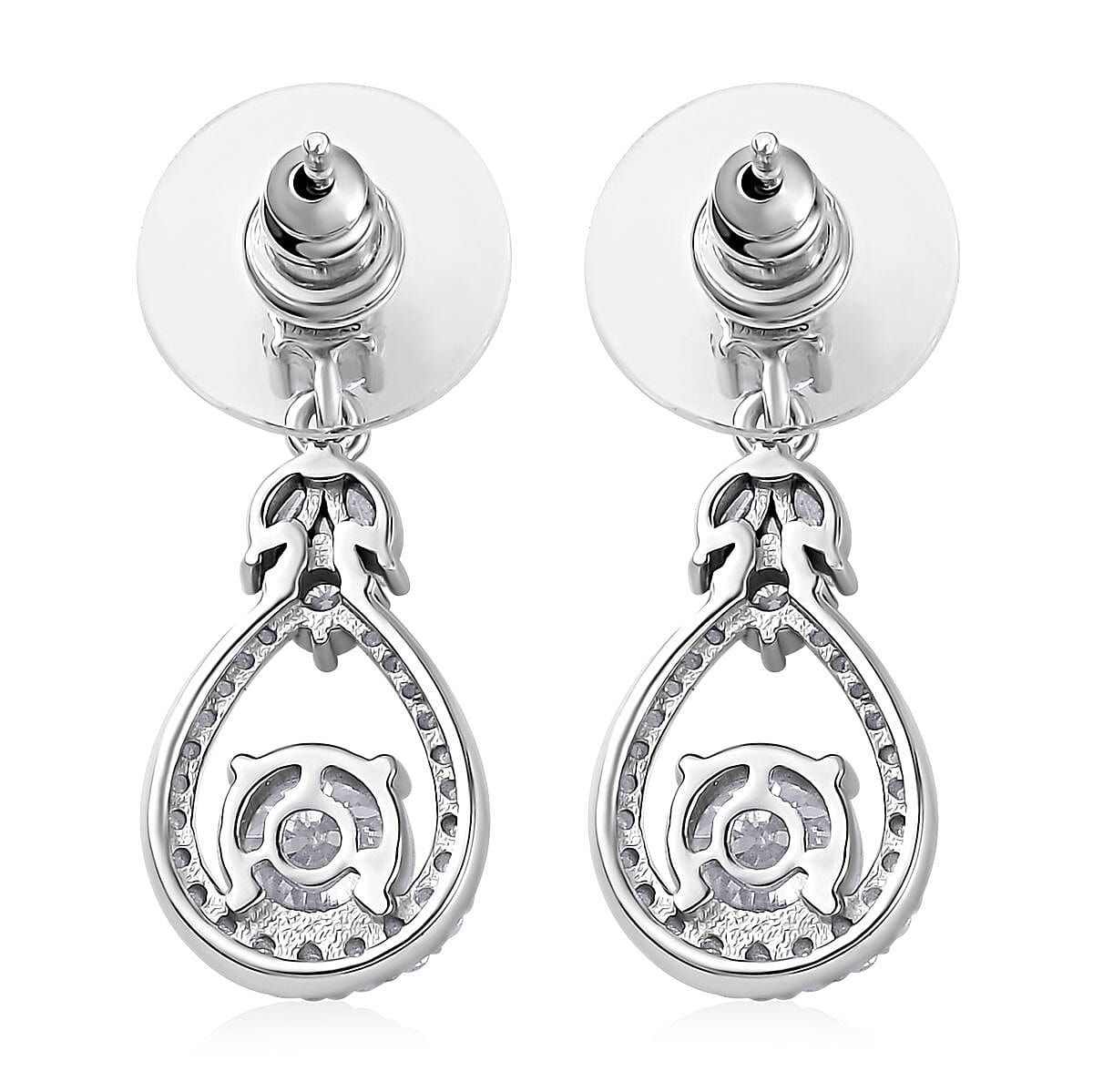 D'Joy Moissanite Dangling Earrings in Platinum Over Sterling Silver 2.90 ctw