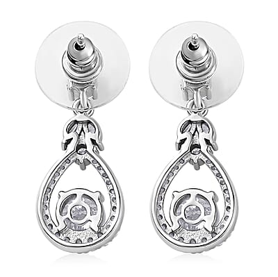 D'Joy Moissanite Dangling Earrings in Platinum Over Sterling Silver 2.90 ctw