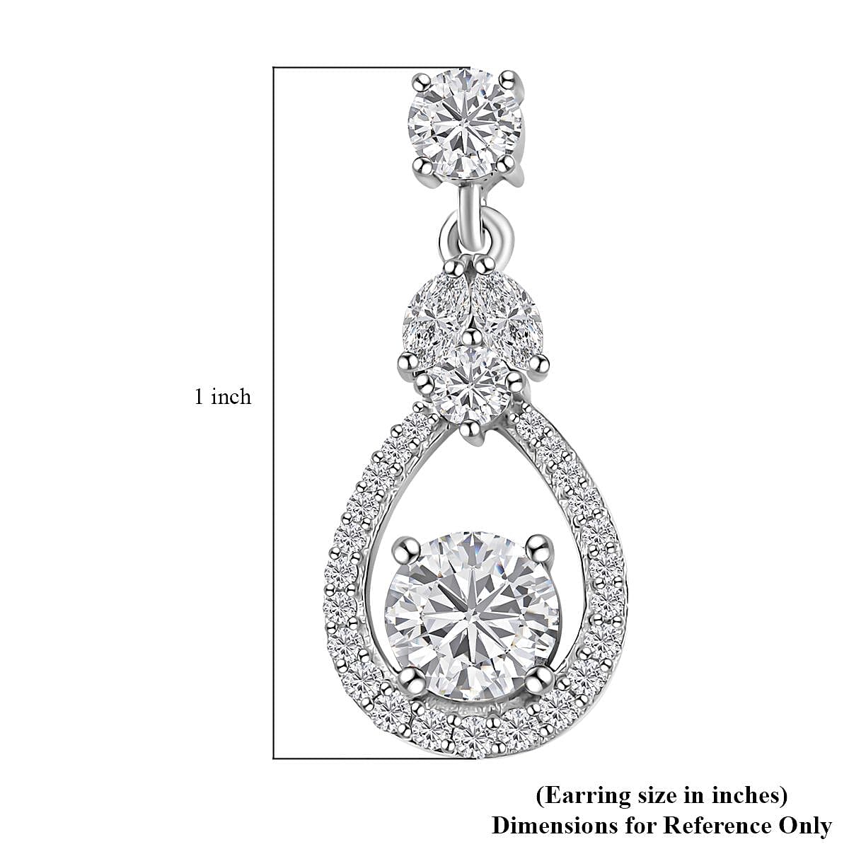 D'Joy Moissanite Dangling Earrings in Platinum Over Sterling Silver 2.90 ctw