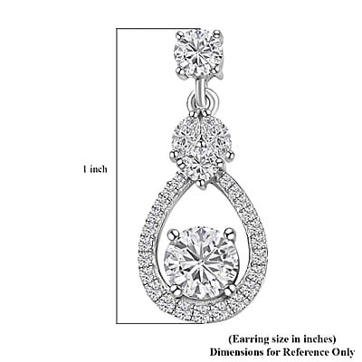 D'Joy Moissanite Dangling Earrings in Platinum Over Sterling Silver 2.90 ctw