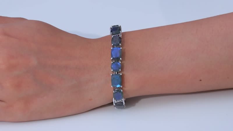 Malagasy Labradorite Bracelet in Platinum Over Sterling Silver (6.50 In) 40.35 ctw