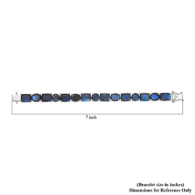 Malagasy Labradorite Bracelet in Platinum Over Sterling Silver (6.50 In) 40.35 ctw