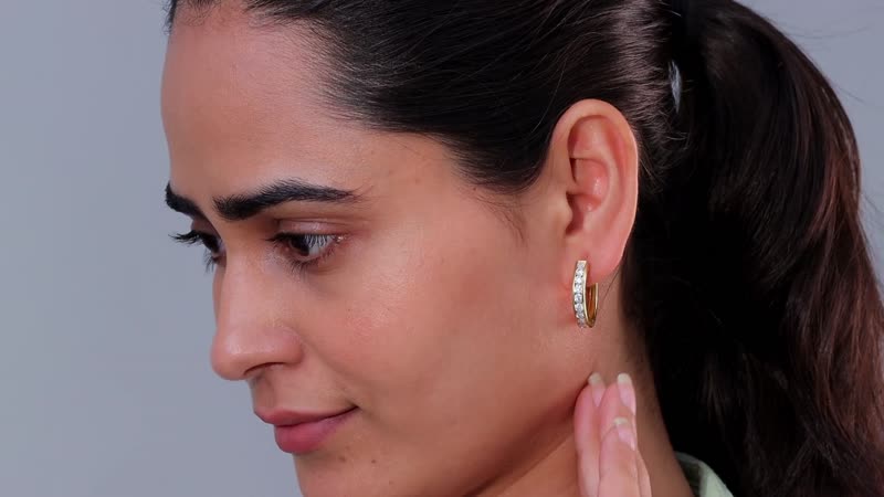 Moissanite Hoop Earrings in Vermeil YG Over Sterling Silver (Del. in 8-10 Days) 2.00 ctw