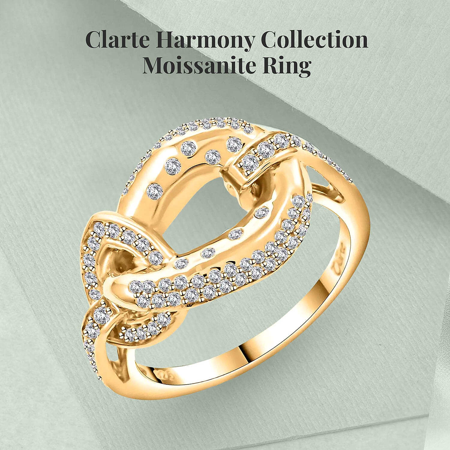 Clarte Harmony Collection Moissanite Ring in Vermeil Yellow Gold Over Sterling Silver (Size 10.0) 0.35 ctw