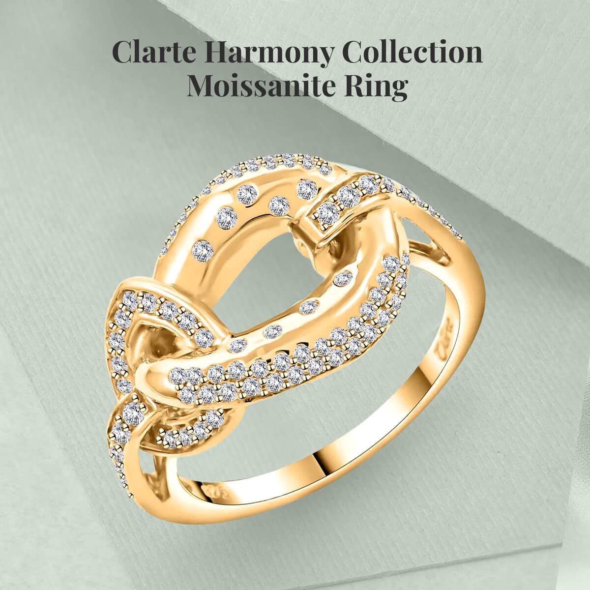 Clarte Harmony Collection Moissanite Ring in Vermeil Yellow Gold Over Sterling Silver (Size 10.0) 0.35 ctw image number 2