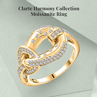 Clarte Harmony Collection Moissanite Ring in Vermeil Yellow Gold Over Sterling Silver (Size 10.0) 0.35 ctw