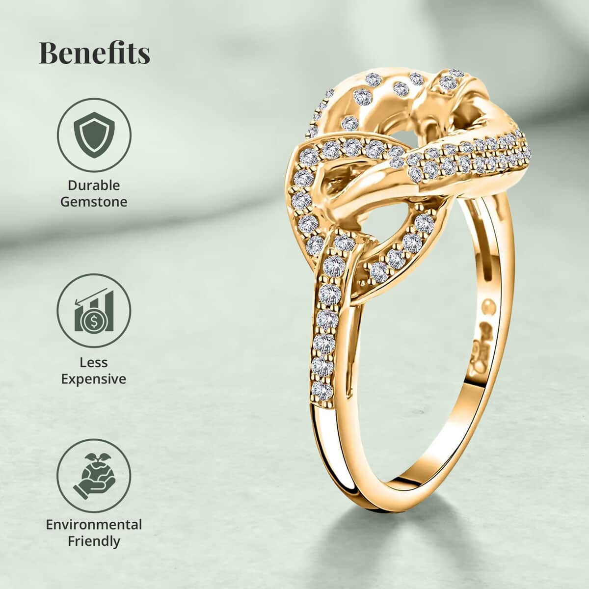 Clarte Harmony Collection Moissanite Ring in Vermeil Yellow Gold Over Sterling Silver (Size 10.0) 0.35 ctw image number 3