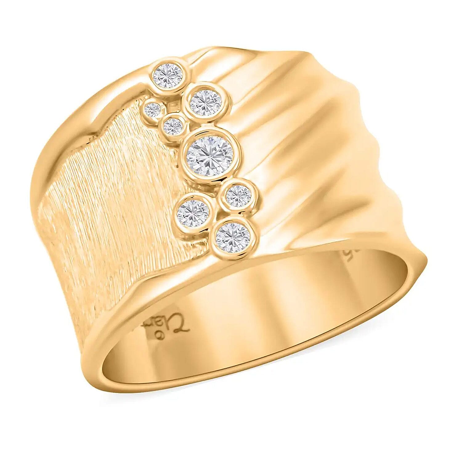 Clarte Kaleidoscope Collection Moissanite Ring in Vermeil Yellow Gold Over Sterling Silver (Size 10.0) 0.20 ctw