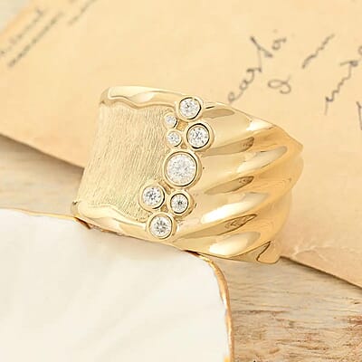 Clarte Kaleidoscope Collection Moissanite Ring in Vermeil Yellow Gold Over Sterling Silver (Size 5.0) 0.20 ctw