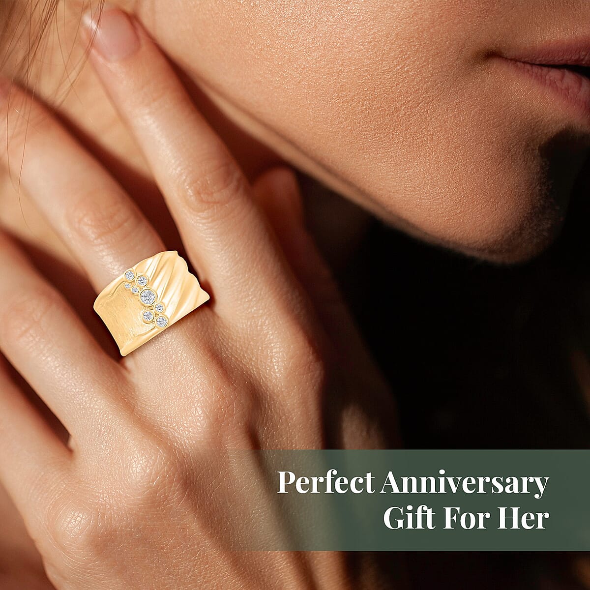 Clarte Kaleidoscope Collection Moissanite Ring in Vermeil Yellow Gold Over Sterling Silver (Size 5.0) 0.20 ctw image number 6