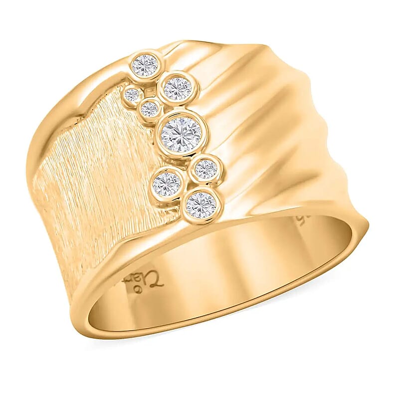 Clarte Kaleidoscope Collection Moissanite Ring in Vermeil Yellow Gold Over Sterling Silver (Size 7.0) 0.20 ctw