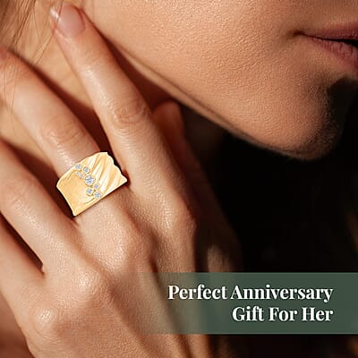 Clarte Kaleidoscope Collection Moissanite Ring in Vermeil Yellow Gold Over Sterling Silver (Size 7.0) 0.20 ctw