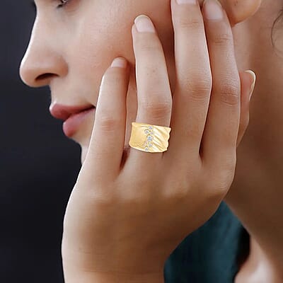 Clarte Kaleidoscope Collection Moissanite Ring in Vermeil Yellow Gold Over Sterling Silver (Size 7.0) 0.20 ctw