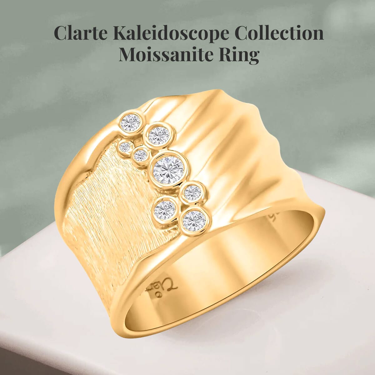 Clarte Kaleidoscope Collection Moissanite Ring in Vermeil Yellow Gold Over Sterling Silver (Size 9.0) 0.20 ctw image number 2