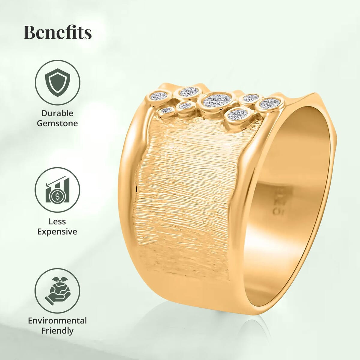 Clarte Kaleidoscope Collection Moissanite Ring in Vermeil Yellow Gold Over Sterling Silver (Size 9.0) 0.20 ctw image number 3