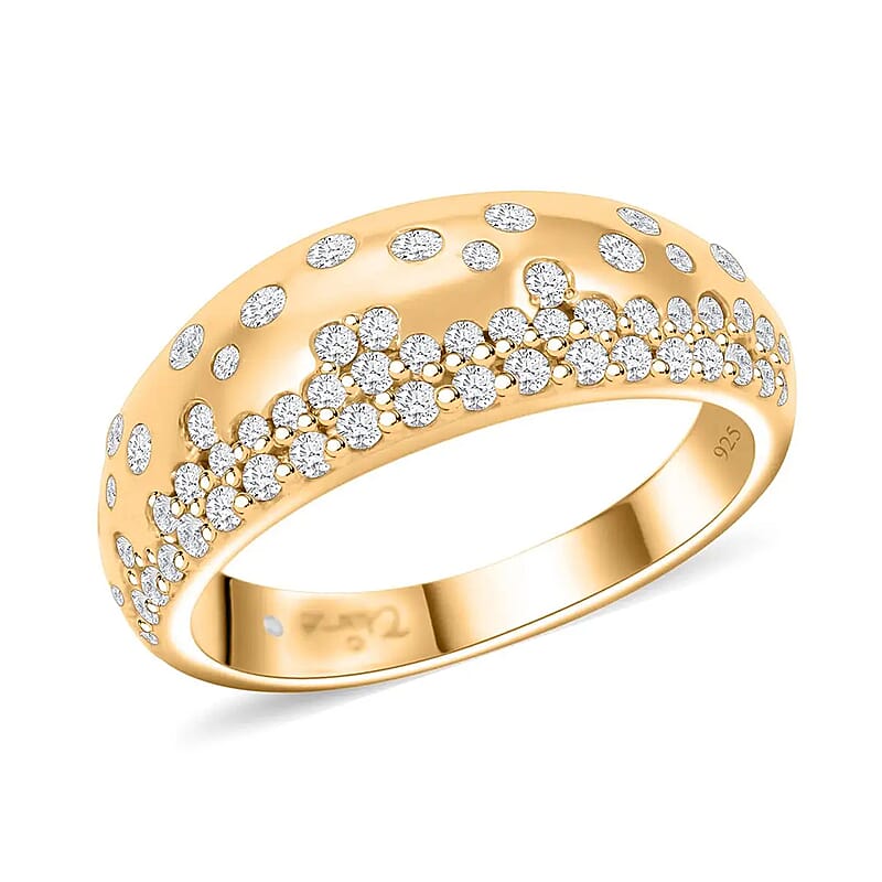 Clarte Sul Mare Collection Moissanite Ring in Vermeil Yellow Gold Over Sterling Silver (Size 10.0) 0.60 ctw