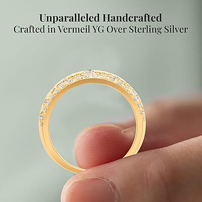 Clarte Sul Mare Collection Moissanite Ring in Vermeil Yellow Gold Over Sterling Silver (Size 10.0) 0.60 ctw
