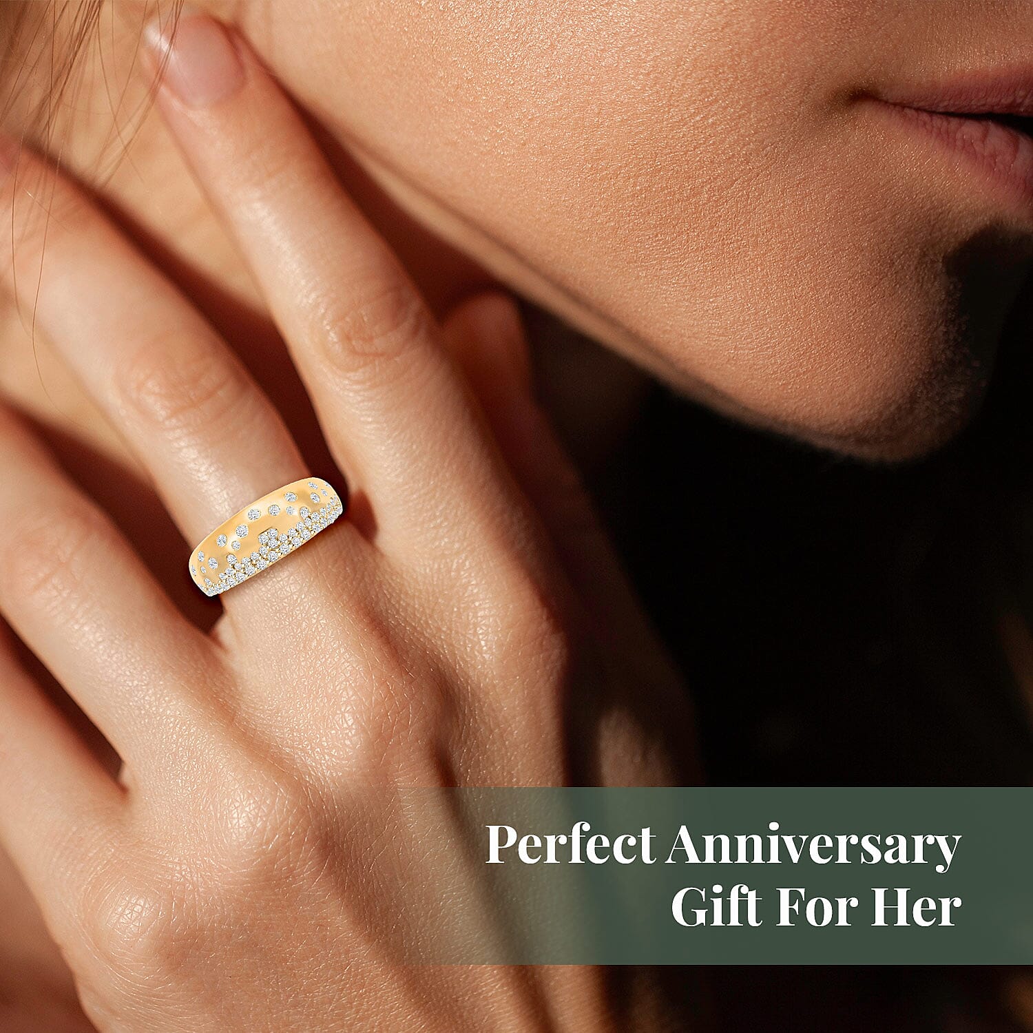 Clarte Sul Mare Collection Moissanite Ring in Vermeil Yellow Gold Over Sterling Silver (Size 10.0) 0.60 ctw