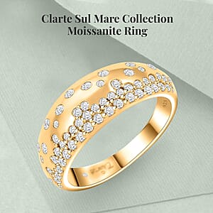 Clarte Sul Mare Collection Moissanite Ring in Vermeil Yellow Gold Over Sterling Silver (Size 7.0) 0.60 ctw