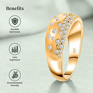 Clarte Sul Mare Collection Moissanite Ring in Vermeil Yellow Gold Over Sterling Silver (Size 7.0) 0.60 ctw