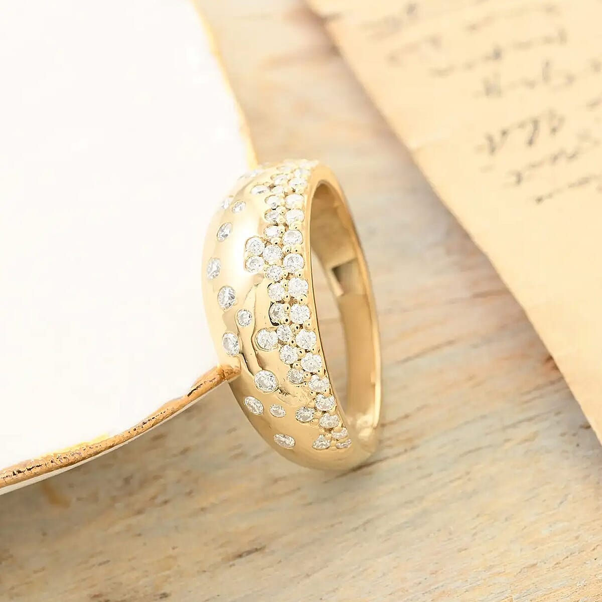 Clarte Sul Mare Collection Moissanite Ring in Vermeil Yellow Gold Over Sterling Silver (Size 9.0) 0.60 ctw image number 1