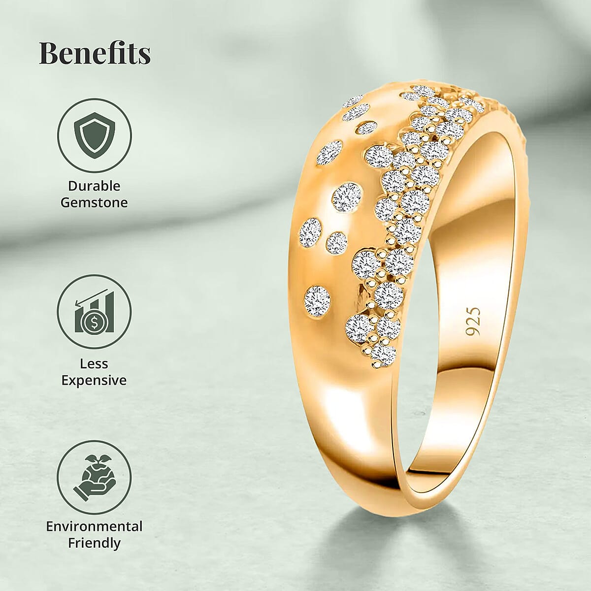 Clarte Sul Mare Collection Moissanite Ring in Vermeil Yellow Gold Over Sterling Silver (Size 9.0) 0.60 ctw image number 3