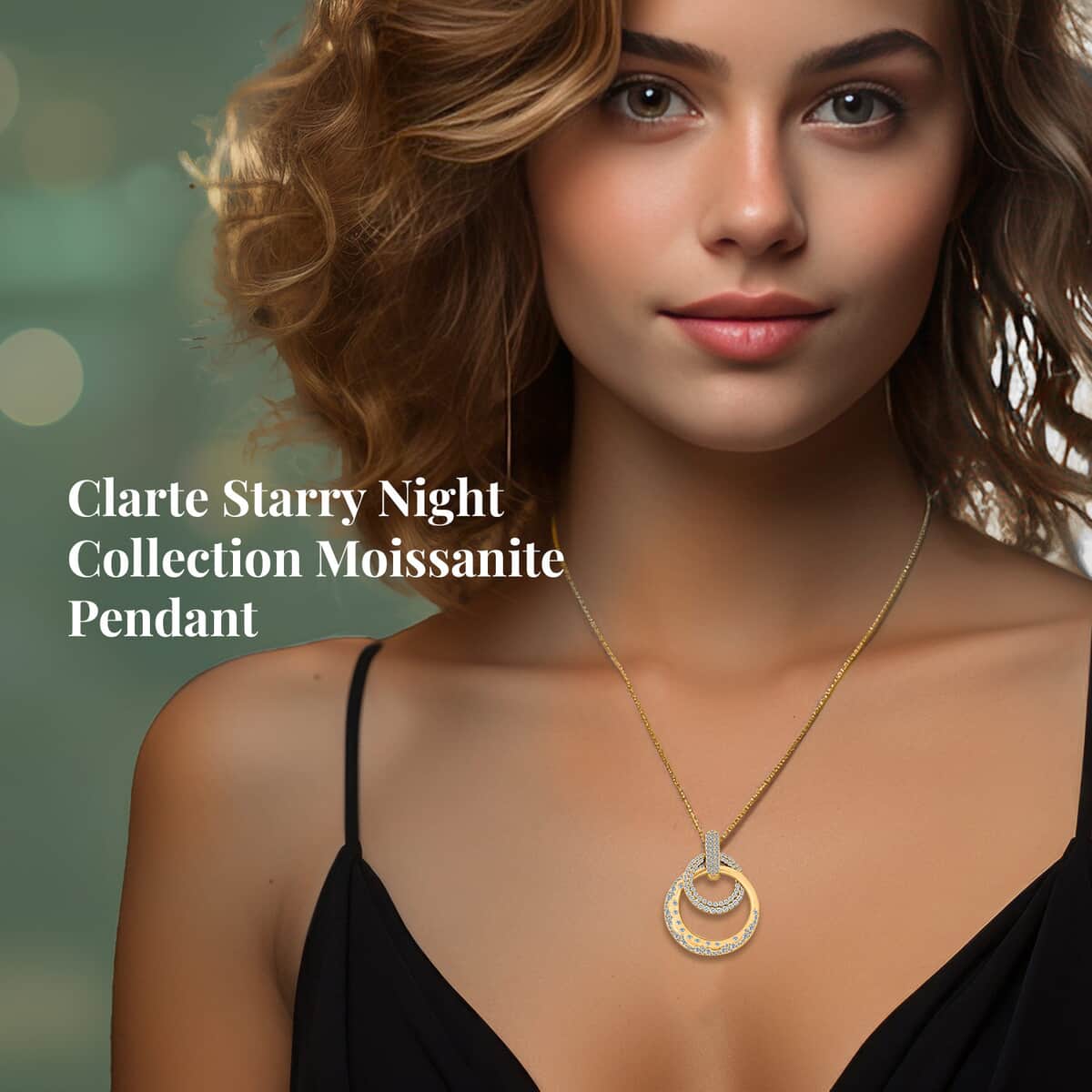 Clarte Starry Night Collection Moissanite Pendant Necklace 18 Inches in Vermeil Yellow Gold Over Sterling Silver 0.65 ctw image number 2