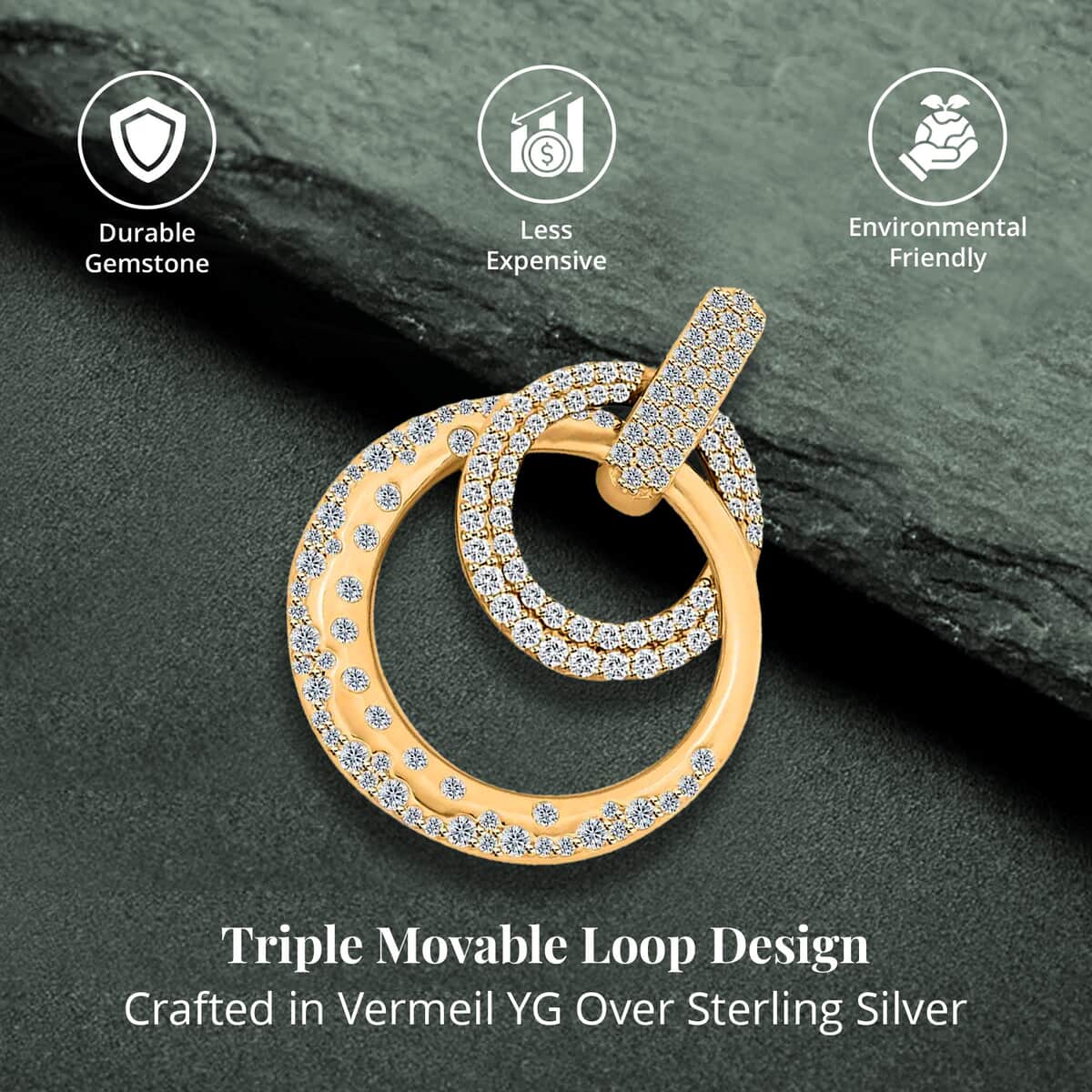 Clarte Starry Night Collection Moissanite Pendant Necklace 18 Inches in Vermeil Yellow Gold Over Sterling Silver 0.65 ctw image number 3