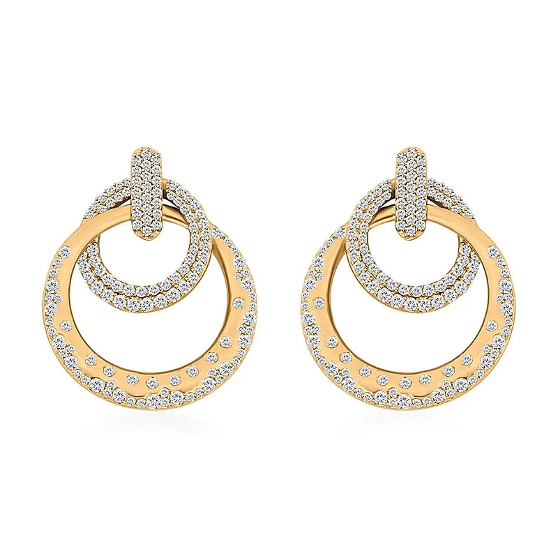 Clarte Starry Night Collection Moissanite Earrings in Vermeil Yellow Gold Over Sterling Silver 1.35 ctw
