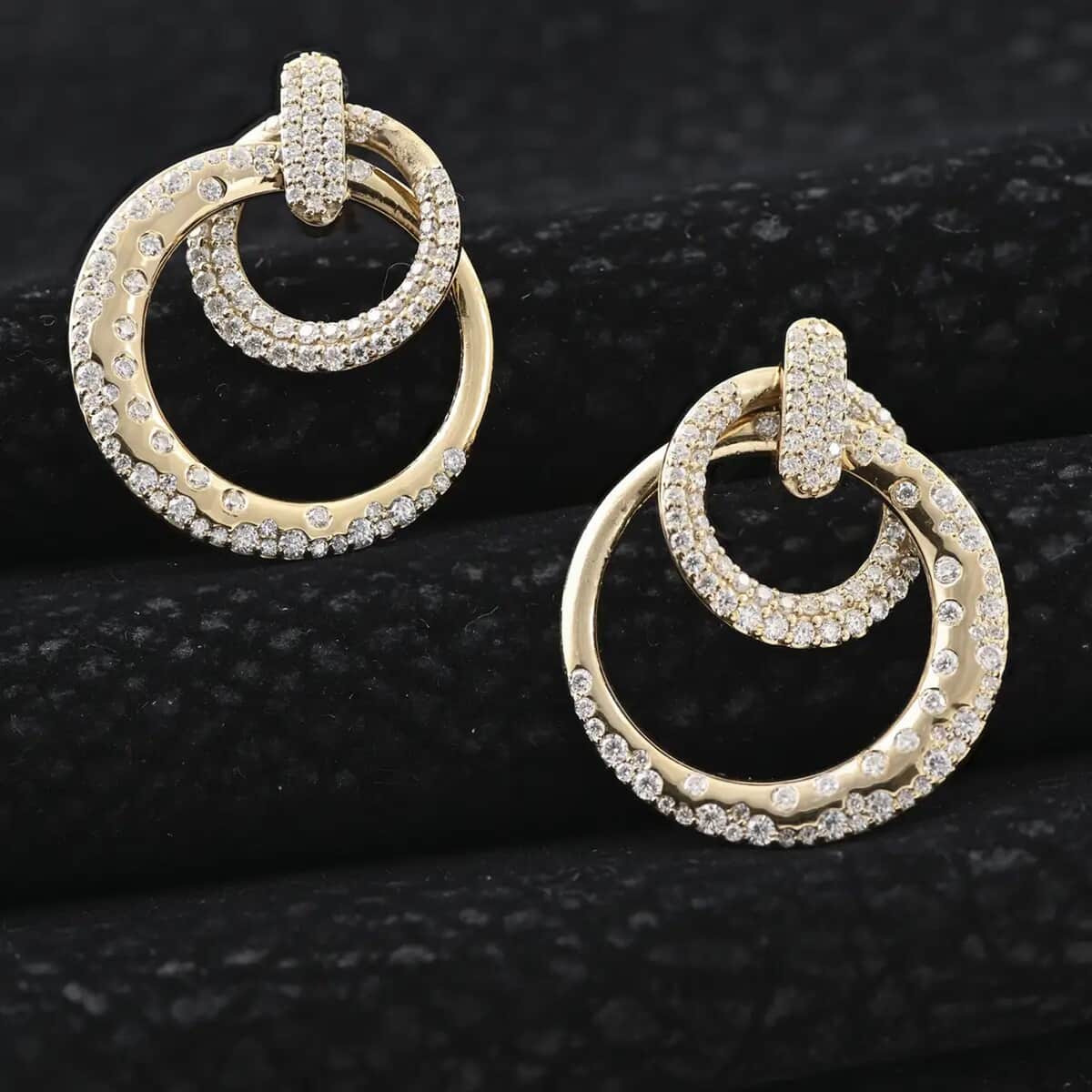 Clarte Starry Night Collection Moissanite Earrings in Vermeil Yellow Gold Over Sterling Silver 1.35 ctw image number 1