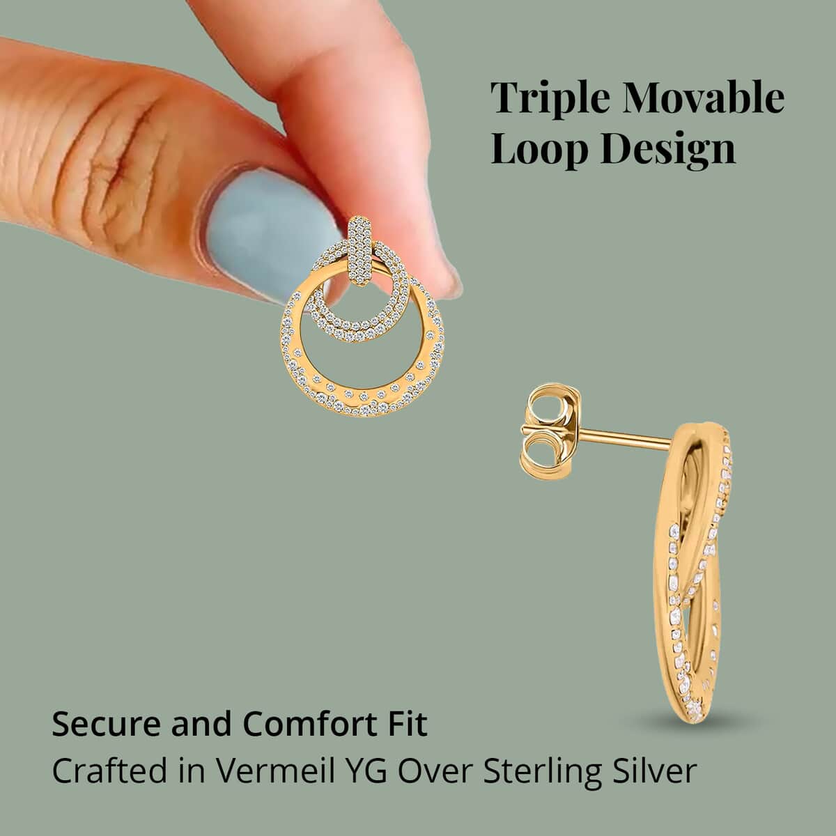 Clarte Starry Night Collection Moissanite Earrings in Vermeil Yellow Gold Over Sterling Silver 1.35 ctw image number 3