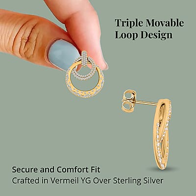 Clarte Starry Night Collection Moissanite Earrings in Vermeil Yellow Gold Over Sterling Silver 1.35 ctw