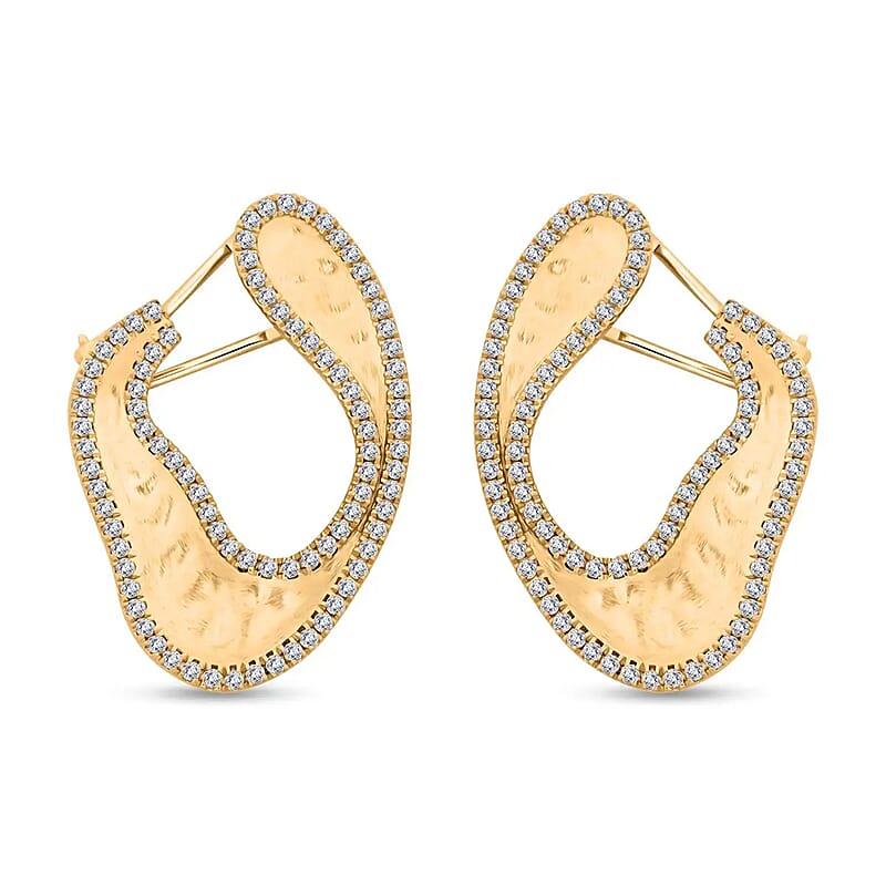 Clarte Foglia Collection Moissanite Earrings in Vermeil Yellow Gold Over Sterling Silver 1.40 ctw